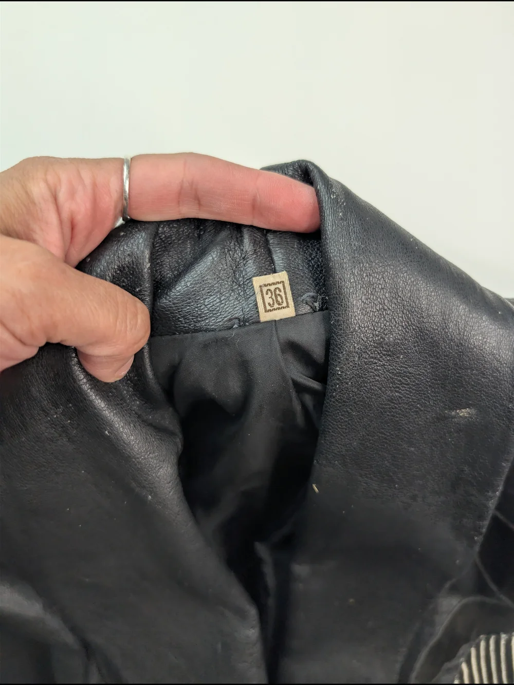 Vintage Black Women's Leather Button-Front Jacket with Embellished Shoulder - Picture 6 of 8